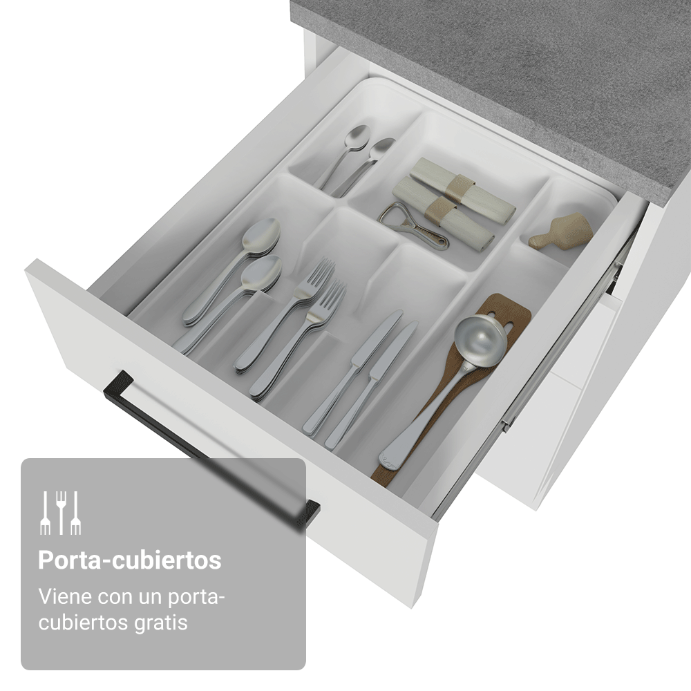 Bajo Mesada 40 cm 3 Cajones Blanco/Marrón Agata Madesa