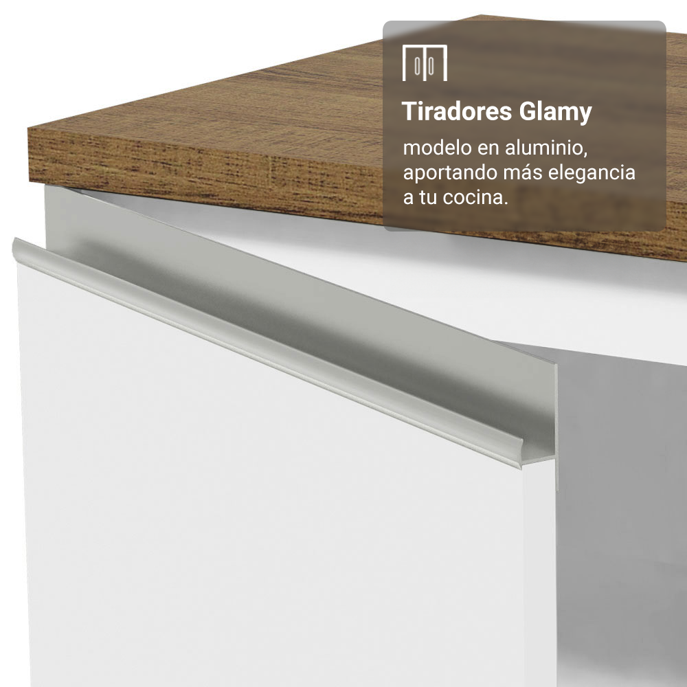 Bajo Mesada 50cm 1 puerta, Blanco/Marrón Glamy Madesa