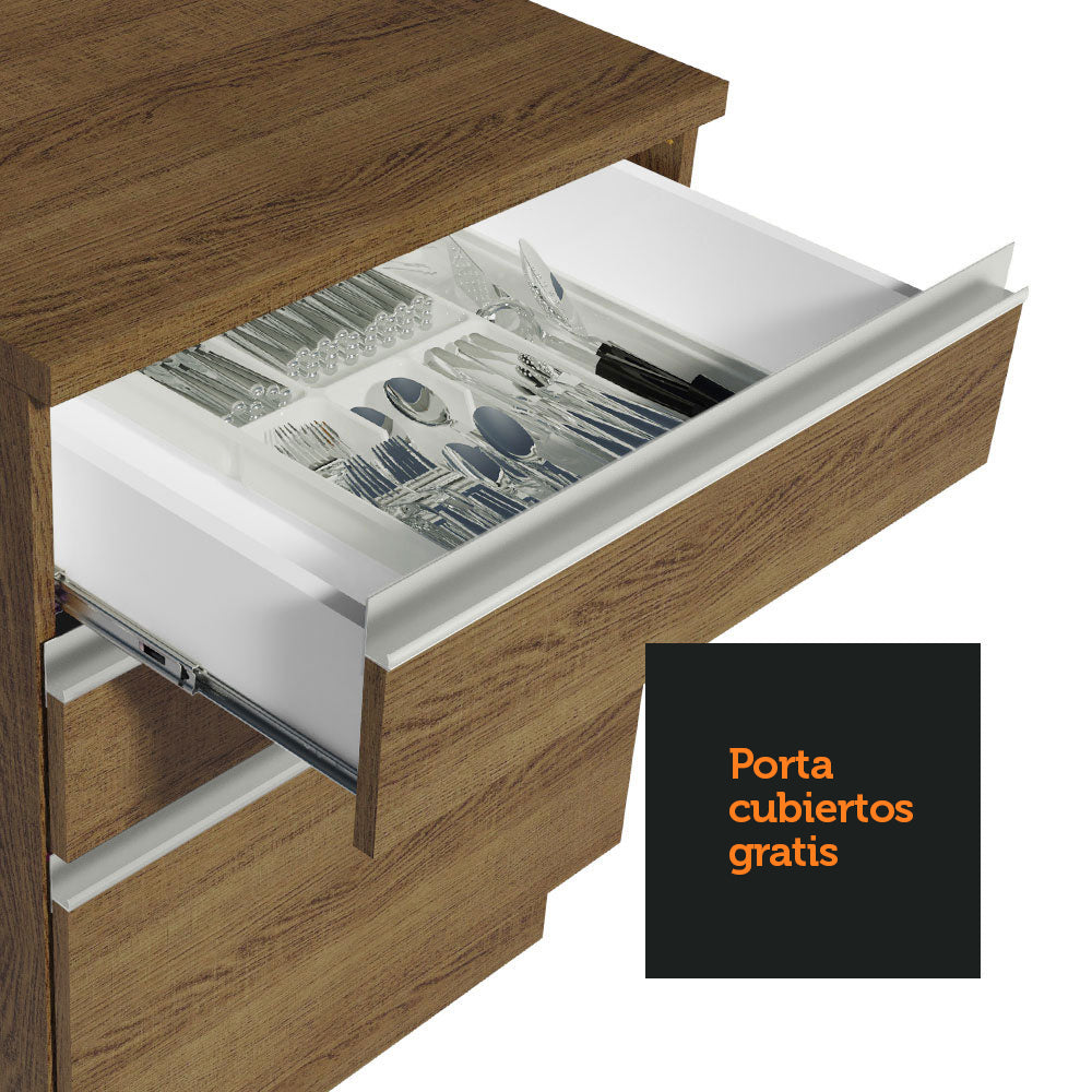 Bajo Mesada 60 cm 3 Cajones Glamy Marrón