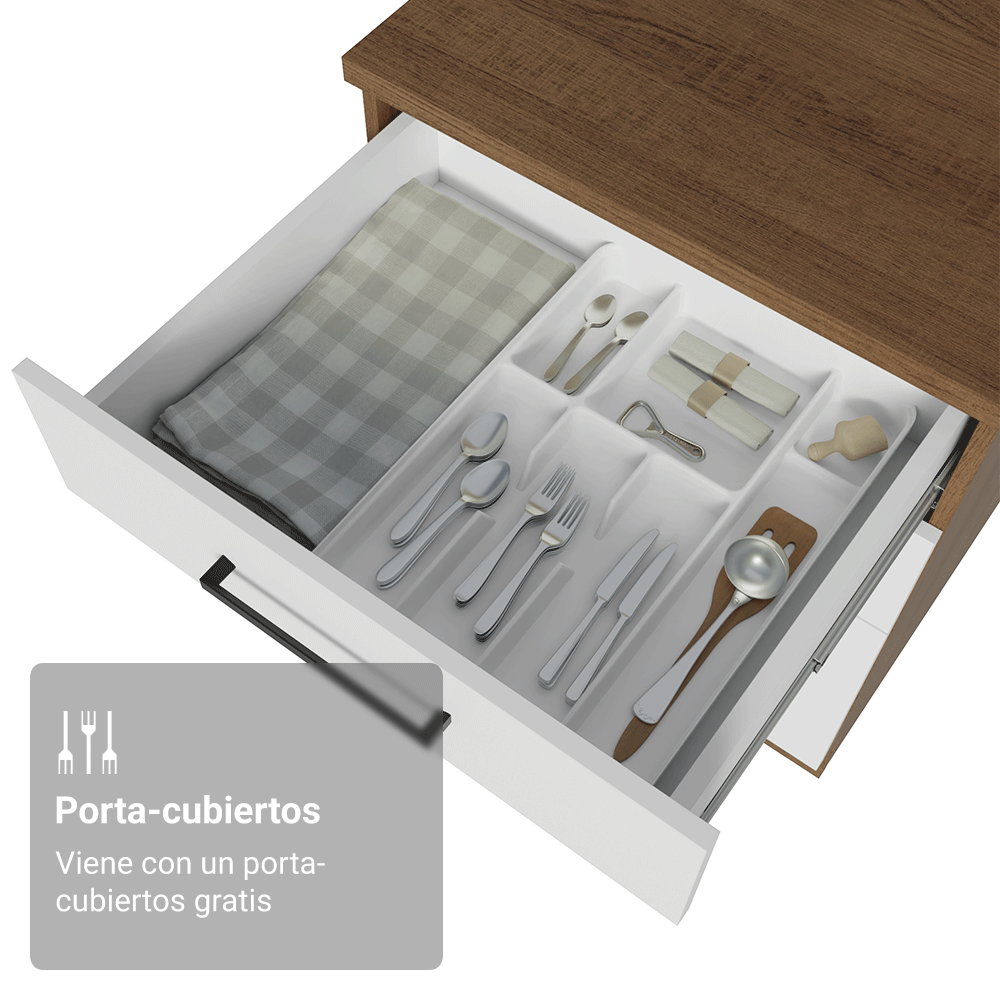 Bajo Mesada 60 cm 3 Cajones Sin Mesada Marrón/Blanco Agata Madesa