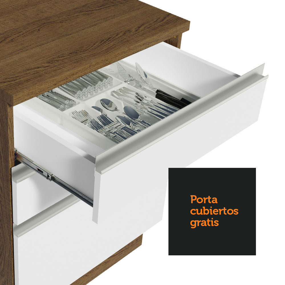 Bajo Mesada 60 cm 3 Cajones Glamy Marrón/Blanco