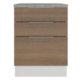 Bajo Mesada Cocina 60 cm 3 Cajones Blanco/Marrón Stella Madesa