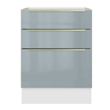 Bajo Mesada de Cocina 60 cm 3 Cajones (Sin Mesada) Blanco/Gris Lux Madesa