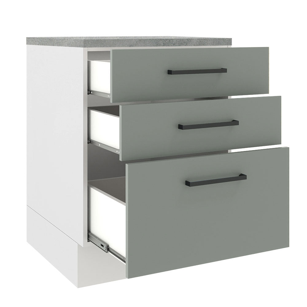 Bajo Mesada 60 cm 3 Cajones Agata Blanco/Gris