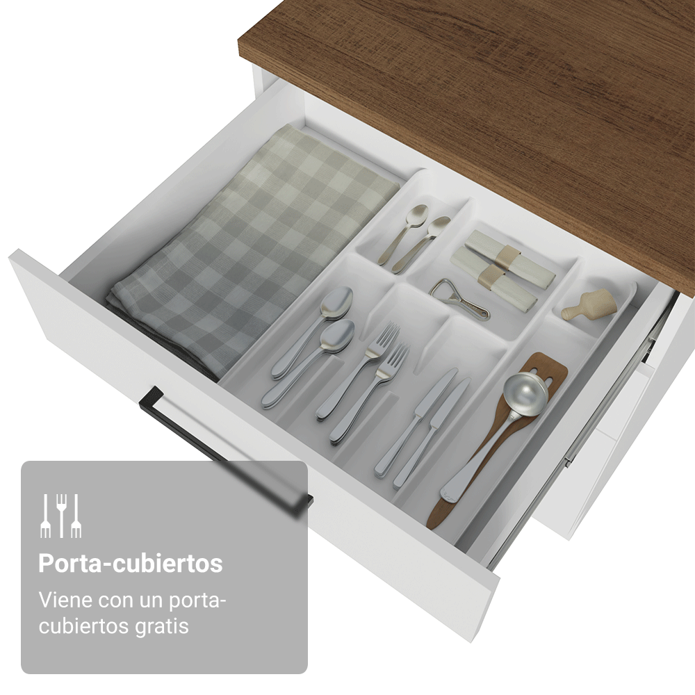 Bajo Mesada 60 cm 3 Cajones Blanco/Marrón Agata Madesa
