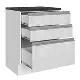 Bajo Mesada Cocina 100% MDF 60 cm 3 Cajones Frentes Blanco Brillante Acordes Madesa