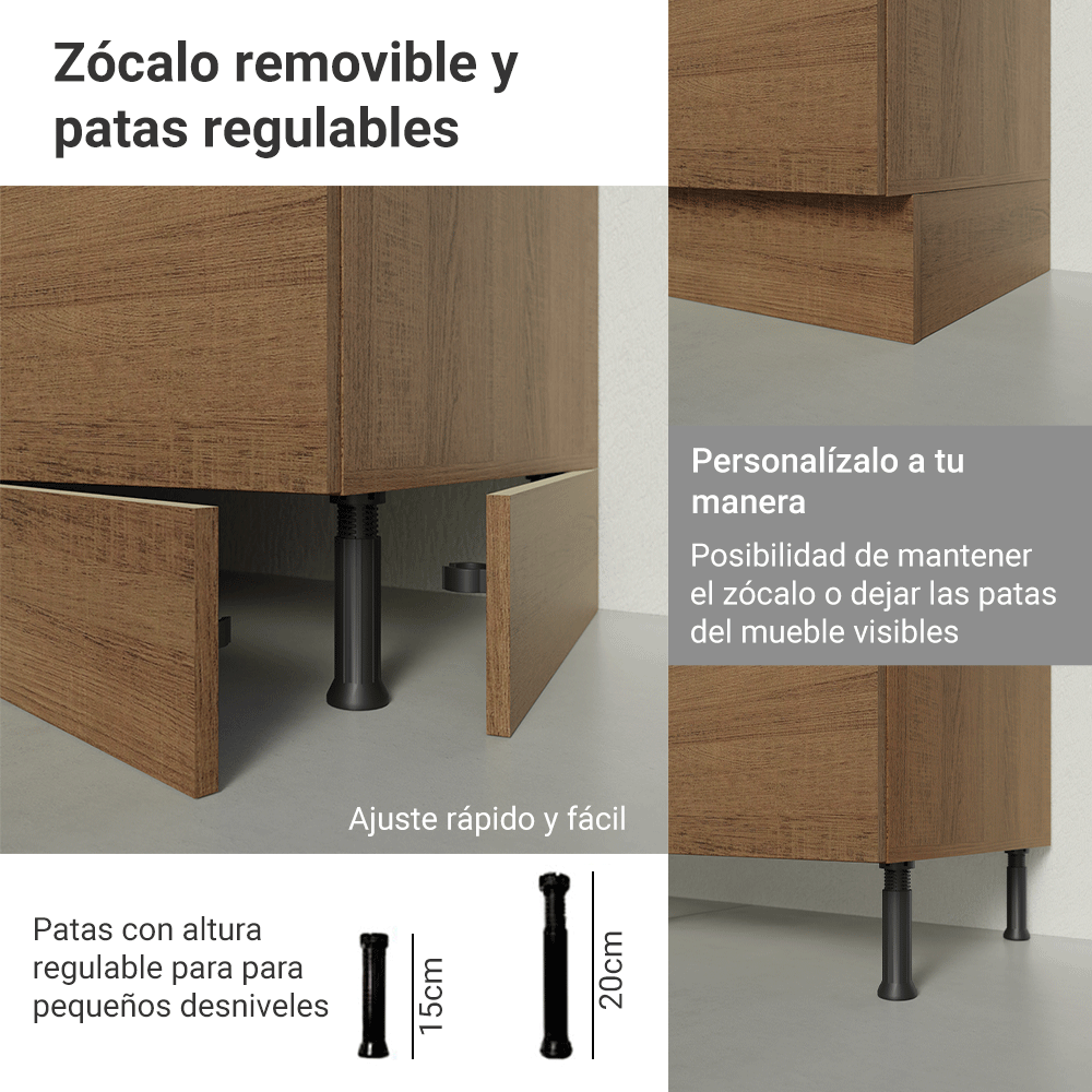 Bajo Mesada Esquinero 94 cm 1 Puerta (Sin Mesada) Marrón Stella Madesa