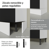 Bajo Mesada Esquinero 94 cm 1 Puerta (Sin Mesada) Blanco/Negro Glamy Madesa
