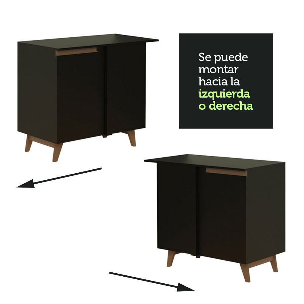 Bajo Mesada de Esquina 1 Puerta Reims Negro