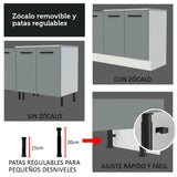 Bajo Mesada 94 cm Sin cajones 1 Puerta Agata Blanco/Gris