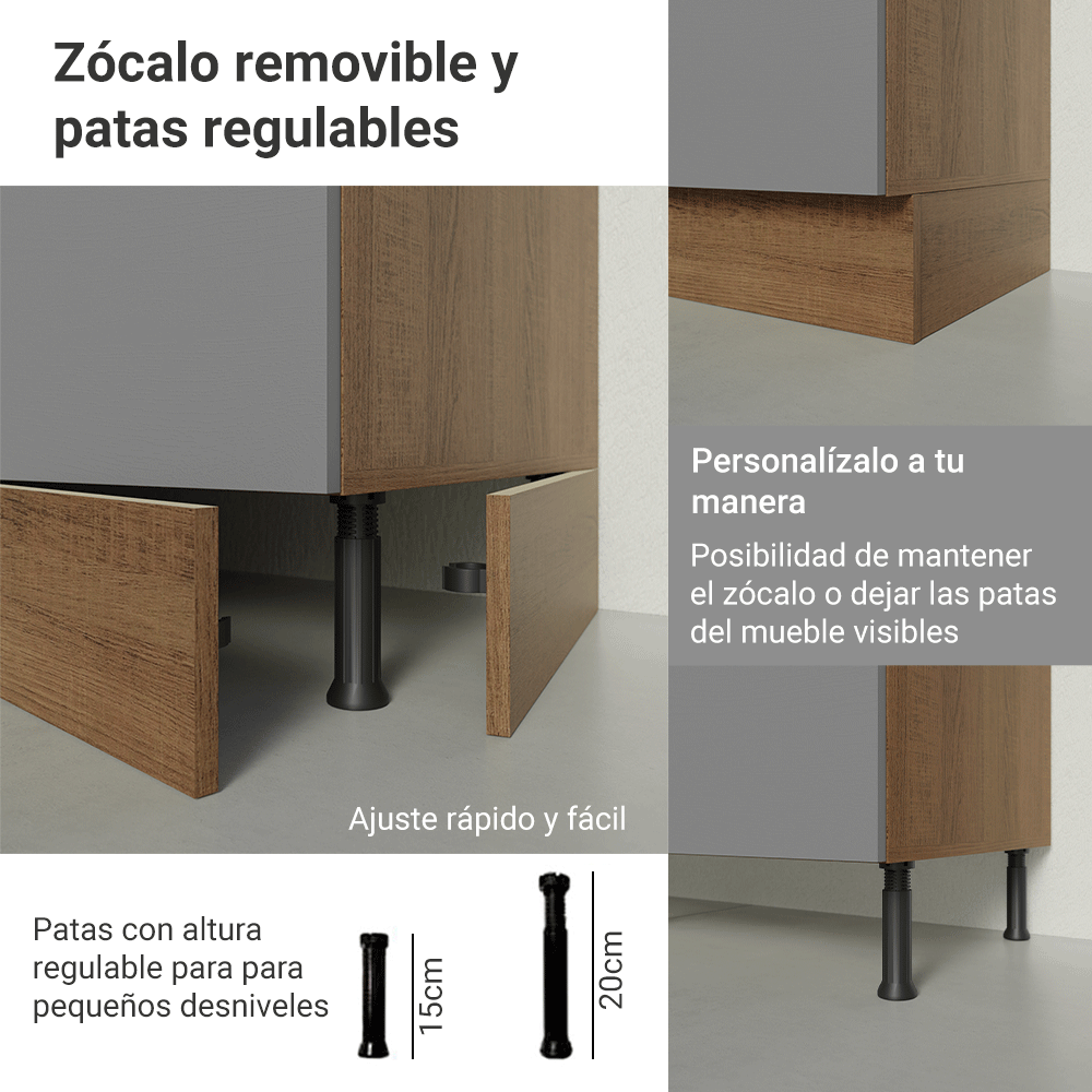 Bajo Mesada Esquinero 94 cm 1 Puerta (Sin Mesada) Marrón/Gris Agata Madesa