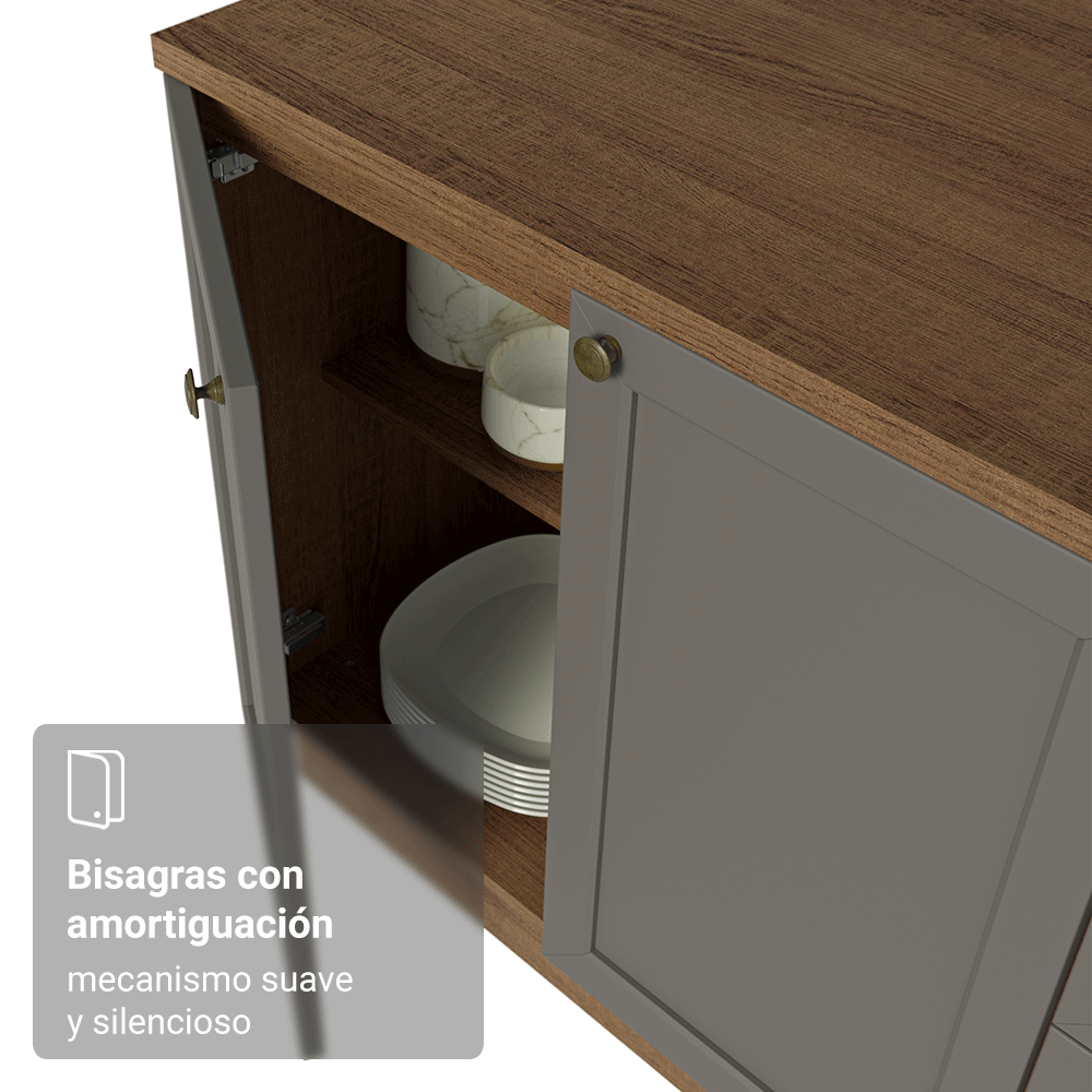 Bajo Mesada Esquinero 94 cm 1 Puerta (Sin Mesada) Marrón/Gris Vik Madesa