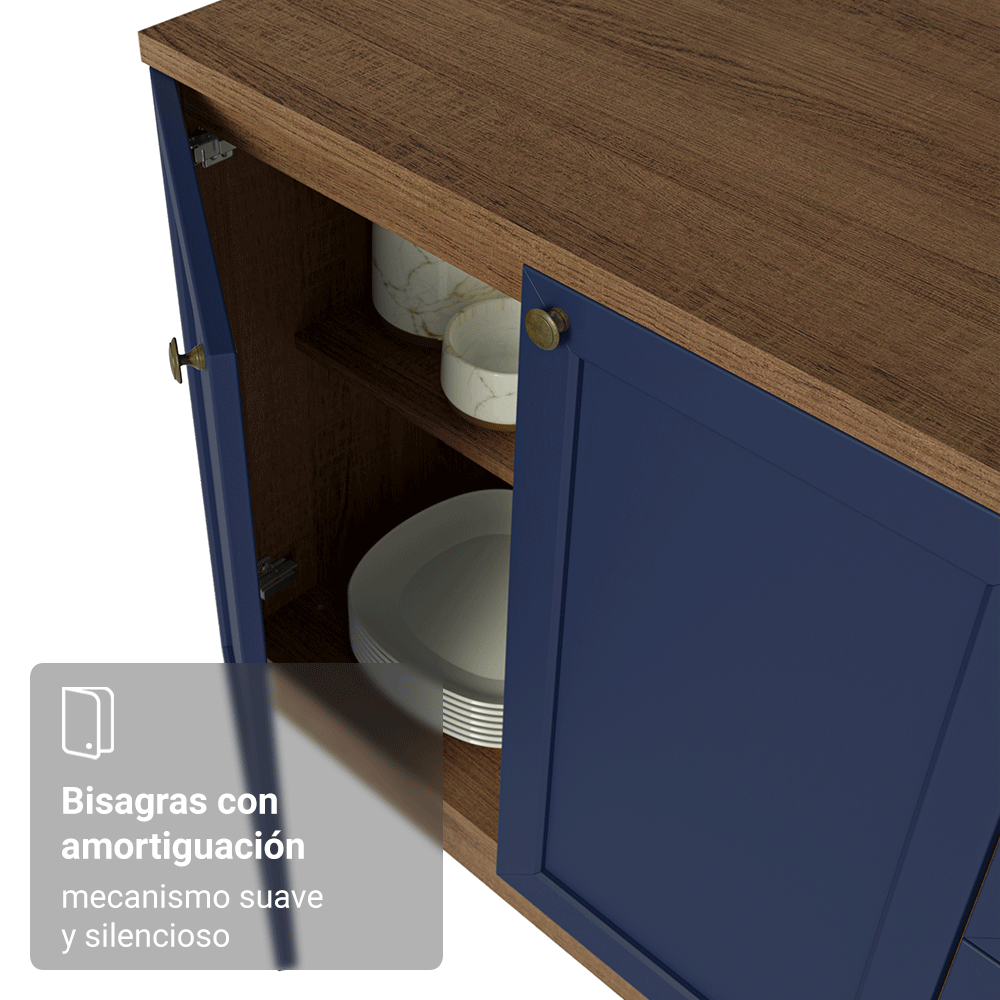 Bajo Mesada Esquinero 94 cm 1 Puerta (Sin Mesada) Marrón/Azul Vik Madesa
