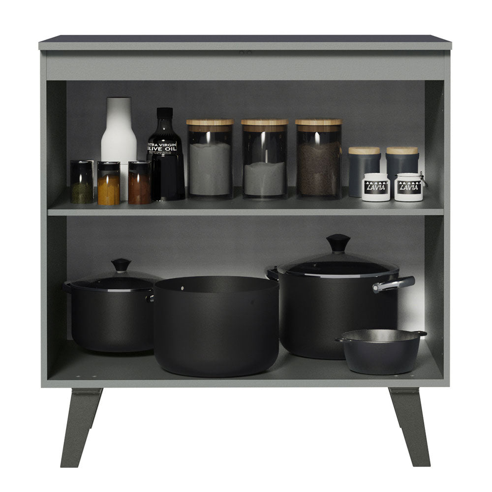 Bajo Mesada 80 cm 2 Puertas con Patas Gris Nice Madesa