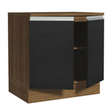Bajo Mesada Cocina Madesa Glamy 80cm Con Tapa Marrón/Negro