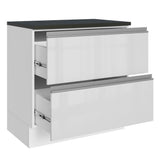 Bajo Mesada Cocina 100% MDF 80 cm 2 Cajones Frentes Blanco Brillante Acordes Madesa