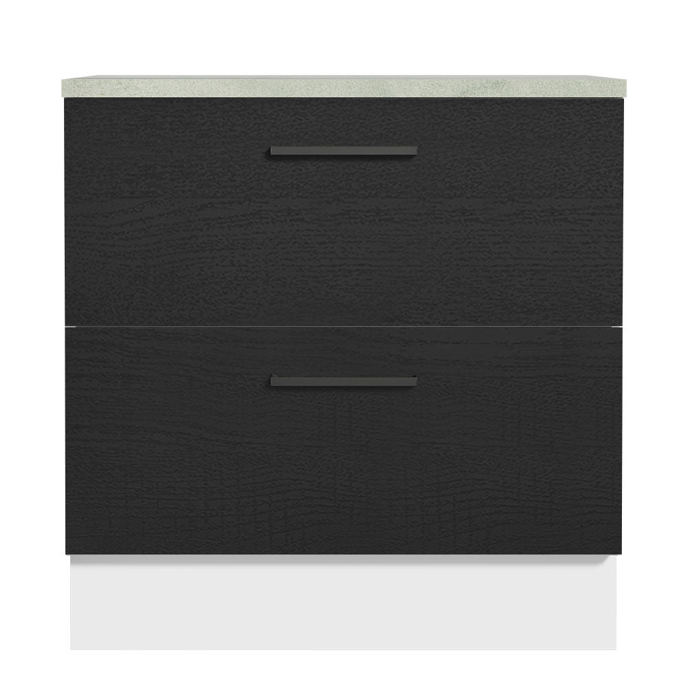 Bajo Mesada Cocina 80 cm 2 Cajones Blanco/Negro Agata Madesa