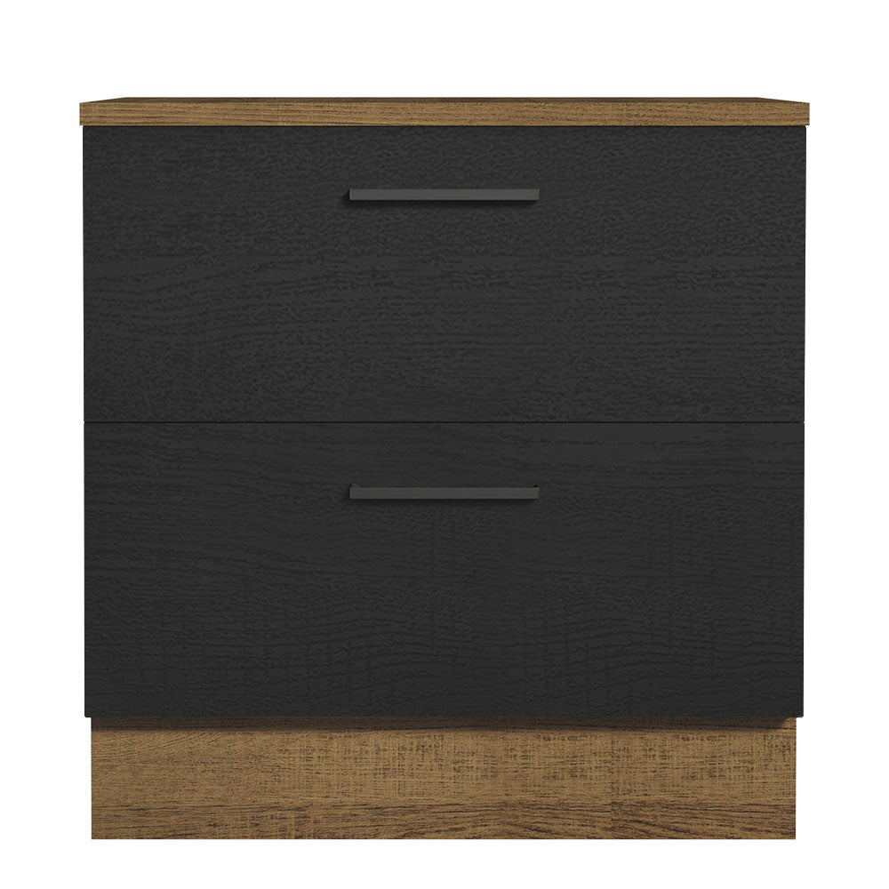 Bajo Mesada Cocina 80 cm 2 Cajones Marrón/Negro Agata Madesa