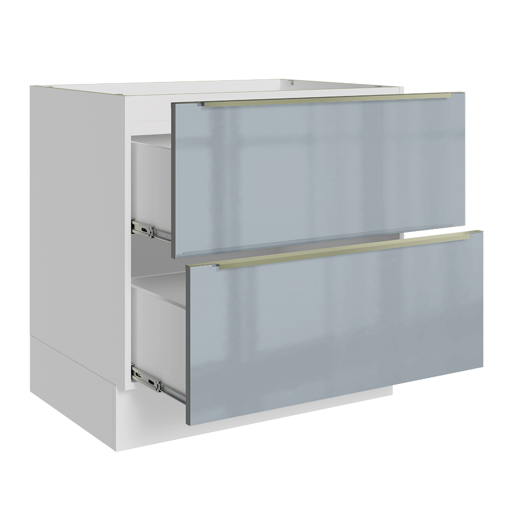 Bajo Mesada de Cocina 80 cm 2 Cajones (Sin Mesada) Blanco/Gris Lux Madesa