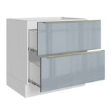 Bajo Mesada de Cocina 80 cm 2 Cajones (Sin Mesada) Blanco/Gris Lux Madesa