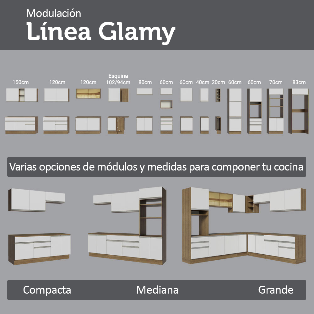 Alacena 100 cm 1 Puerta Rebatible Marrón/Blanco Glamy Madesa