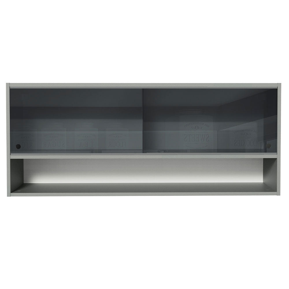 Alacena para Cocina 120 cm 2 Puertas Corredizas de Vidrio Translúcido color Gris Nice Madesa