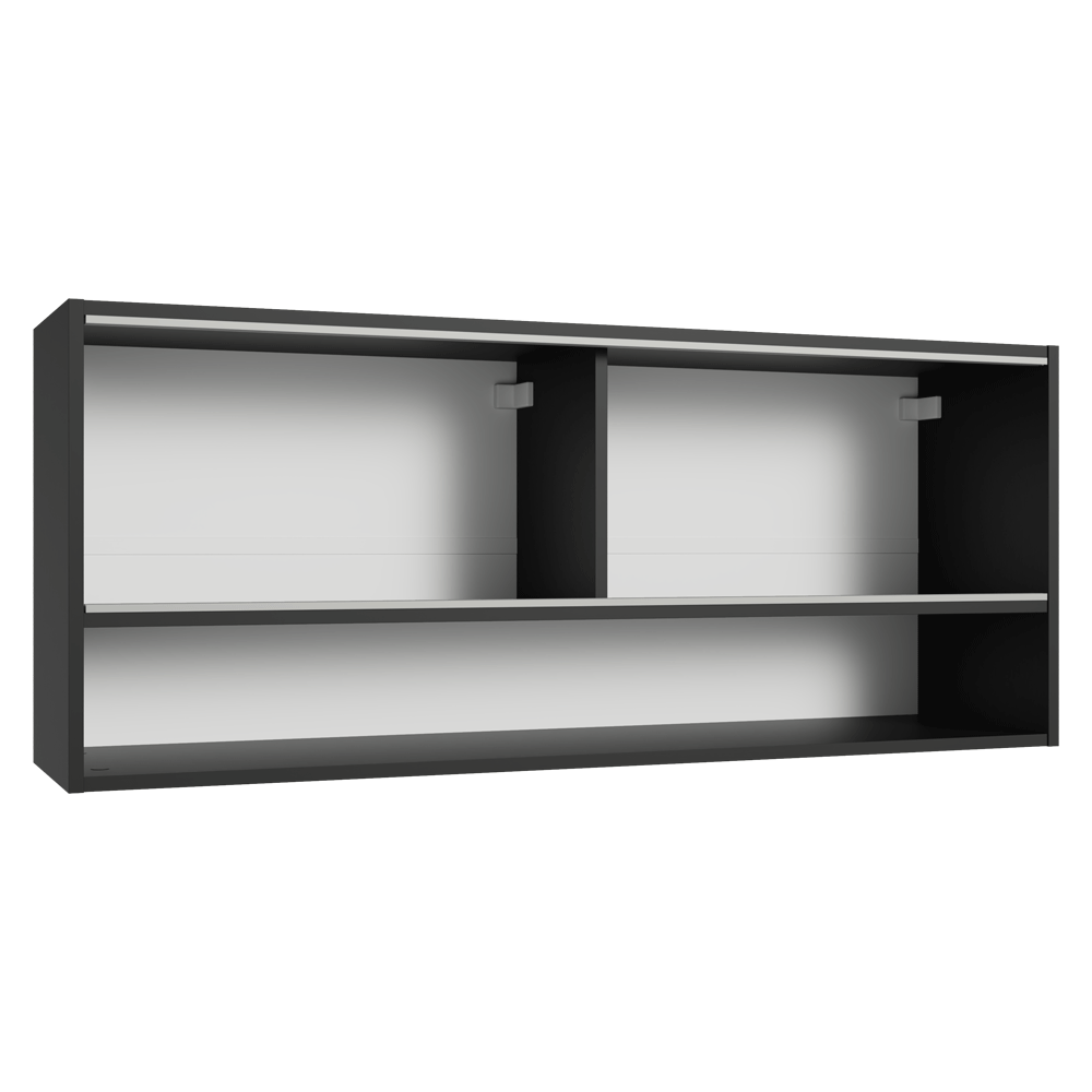 Alacena para Cocina 120 cm 2 Puertas Corredizas de Vidrio Esmerilado e 1 Nicho Negro Madesa
