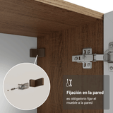 Cristalero 70 cm 2 Puertas de Vidrio Vik Marrón/Blanco