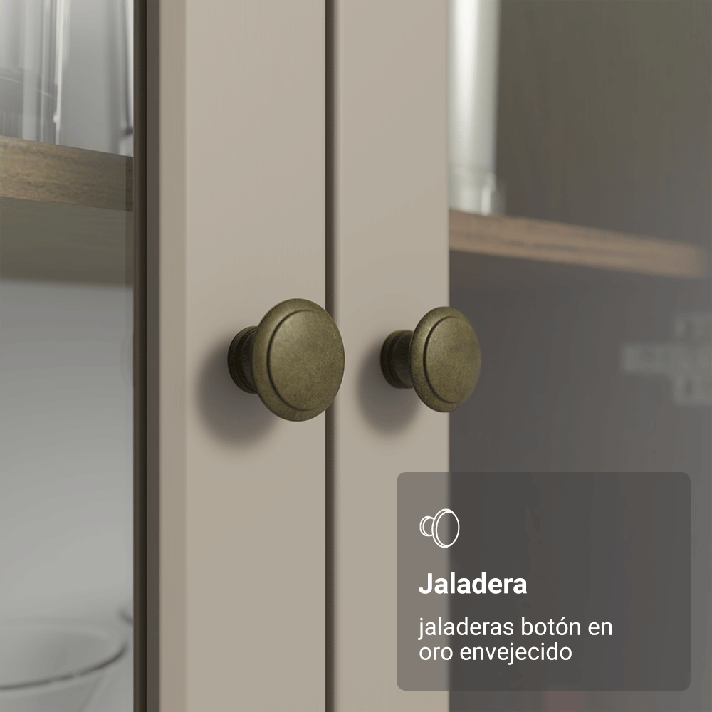Módulo Cristaleiro 70 cm 2 Puetas de Vidrio Marrón/Crema Vik Madesa