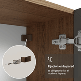 Cristalero Sin Patas 70 cm 2 Puertas de Vidrio Vik Marrón/Gris