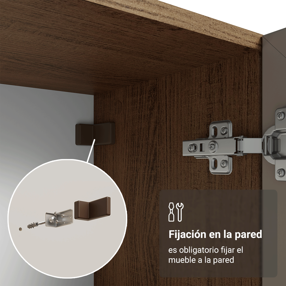 Cristalero 70 cm 2 Puetas de Vidrio con Patas Cónicas Marrón/Crema/Marrón Vik Madesa