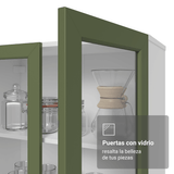 Cristalero 70 cm 2 Puertas de Vidrio con Patas Vik Blanco/Verde/Blanco