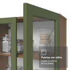 Cristalero 70 cm 2 Puertas de Vidrio con Patas Marrón/Verde/Marrón Vik Madesa
