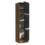 Mueble Para Horno Y Microondas Madesa Glamy 60cm Marrón/Negro