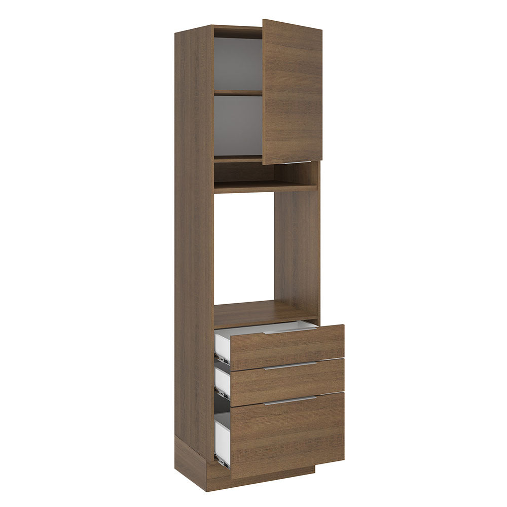 Mueble de Cocina para Horno 60 cm 1 Puerta 3 Cajones Marrón Stella Madesa