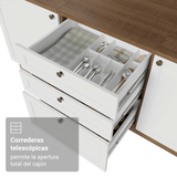 Mueble de cocina para Horno/ microondas 60 cm 1 Puerta 3 Cajones Marrón/Blanco Vik Madesa