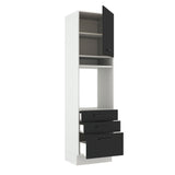 Mueble de Cocina para Horno 60 cm 1 Puerta 3 Cajones Blanco/Negro Agata Madesa