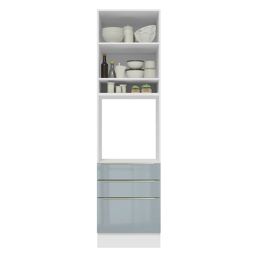 Mueble para Horno/Microondas 60 cm 1 Puerta y 3 Cajones Marrón/Gris Lux Madesa