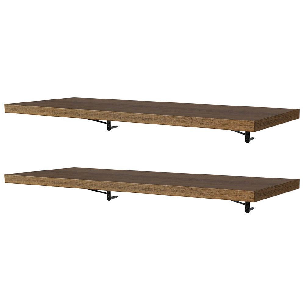 Kit de 2 Estantes de Cocina Flotantes 80 cm con Soportes, Marrón