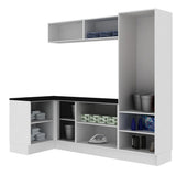 Kit Lavadero Madesa Acordes 100% MDF con Alacena, Bajo Mesada esquinero y Despensero Blanco Brillante
