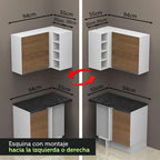Combo completo de Cocina Esquinera 459 cm 13 Puertas 2 Cajones Sin Mesada 100% MDF Blanco/Marrón Acordes Madesa