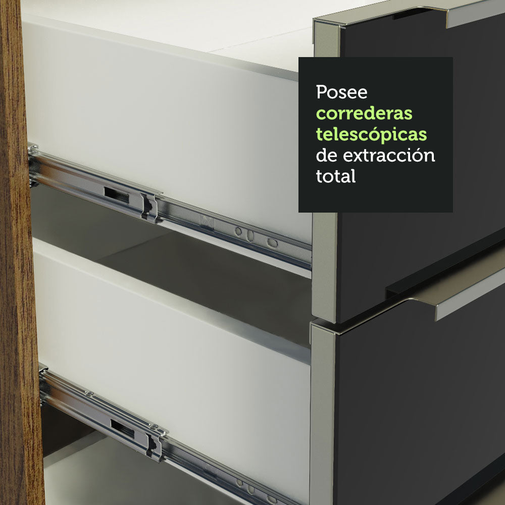 Combo completo de Cocina Esquinero 546cm Marrón/Negro Lux Madesa 01