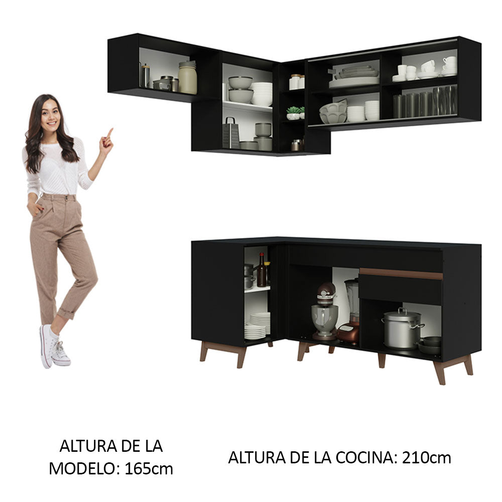 Combo completo de Cocina Esquinera 332cm Negro Reims 03
