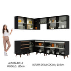 Combo completo de Cocina Esquinera 392 cm 10 Puertas 3 Cajones Negro Reims Madesa
