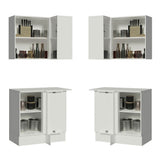 Kit Cocina Esquinera 100% MDF 2 Puertas y Nicho Blanco Smart Madesa