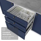 Combo completo de Cocina Esquinera 399 cm 10 Puertas 3 Cajones Sin Mesada Blanco/Azul Vik Madesa