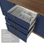 Combo completo de Cocina Esquinera 399 cm 10 Puertas 3 Cajones Sin Mesada Marrón/Azul Vik Madesa