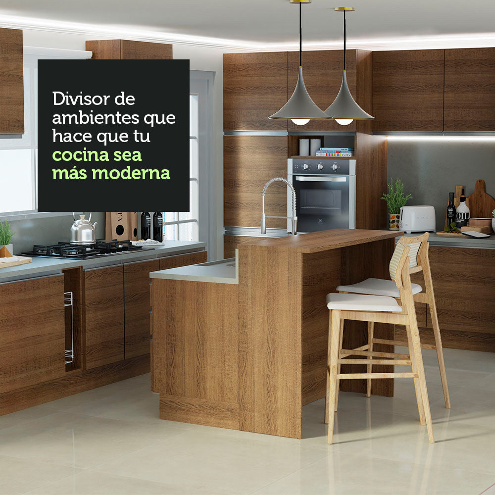 Isla de Cocina con Tapa y bajo mesada Madesa Glamy 120 MM