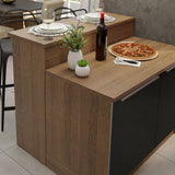 Isla de Cocina con Barra desayunador y Bajo mesada 120 cm Marrón/Negro Lux Madesa