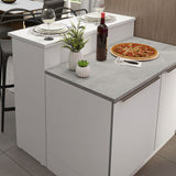 Isla de Cocina con Barra desayunador y Bajo Mesada 120 cm Blanco Lux Madesa